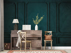 Teal Panel Molding Wallpaper : Tonal Palm Leaf Mural - View 5