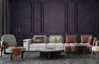 Plum Panel Molding Wallpaper : Tonal Palm Leaf Mural