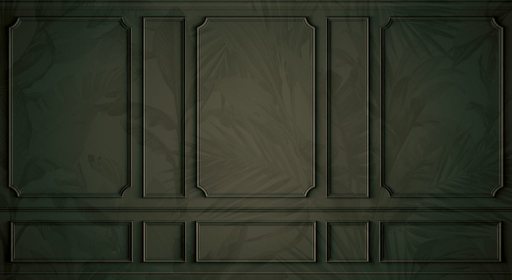 Olive Panel Molding Wallpaper : Tonal Palm Leaf Mural - View 2