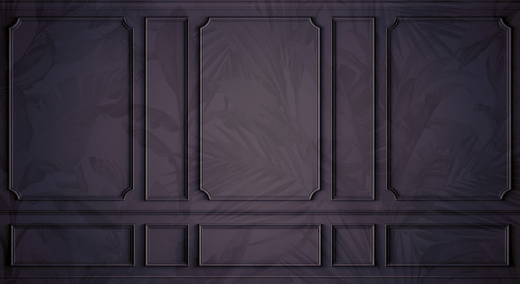 Plum Panel Molding Wallpaper : Tonal Palm Leaf Mural - View 2
