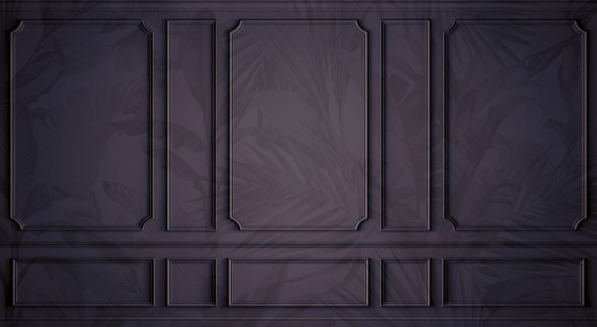Plum Panel Molding Wallpaper : Tonal Palm Leaf Mural - View 2