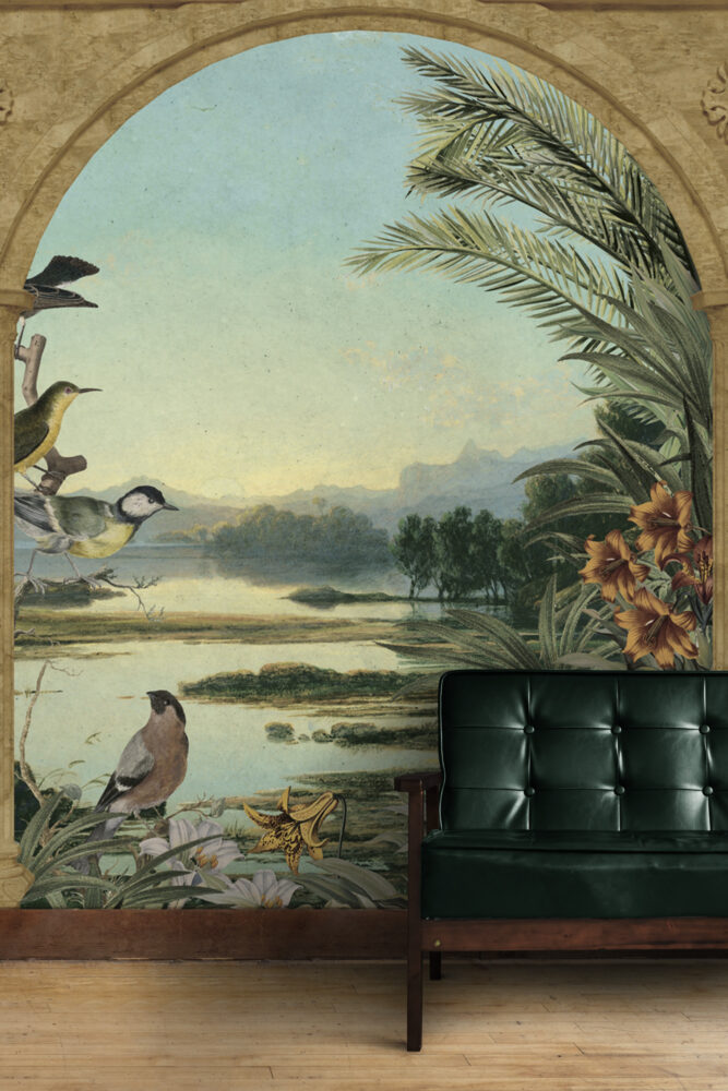 Peacock Arch View Wallpaper : Tropical Lake Landscape Mural - View 6