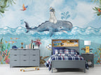 Polar Bear And Whale Wallpaper : Watercolor Arctic Sea Mural - View 5