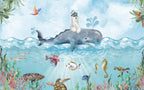 Polar Bear And Whale Wallpaper : Watercolor Arctic Sea Mural - View 2