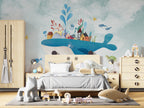 Whale Village Wallpaper : Colorful Houses On A Whale Mural - View 4