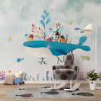 Whale Village Wallpaper : Colorful Houses On A Whale Mural - View 3