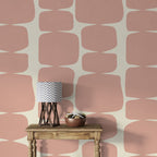 Pink Retro Shape Wallpaper : Mid Century Rounded Squares Mural - View 5