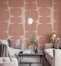 Pink Retro Shape Wallpaper : Mid Century Rounded Squares Mural