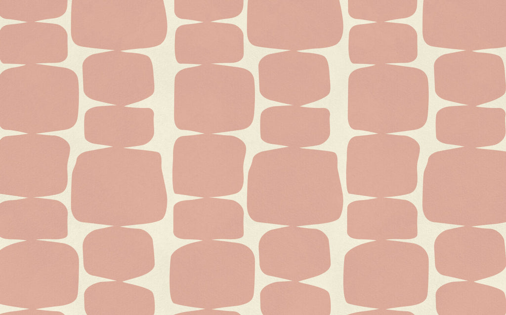Pink Retro Shape Wallpaper : Mid Century Rounded Squares Mural - View 2