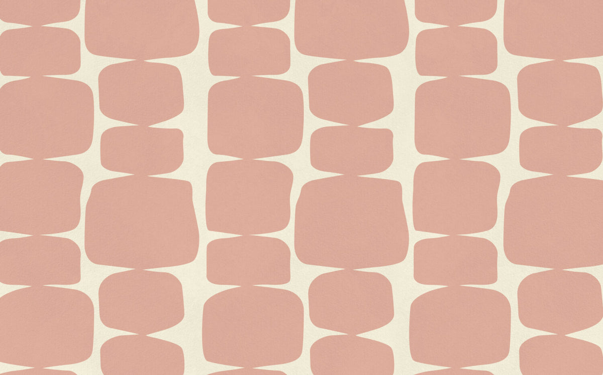 Pink Retro Shape Wallpaper : Mid Century Rounded Squares Mural - View 2