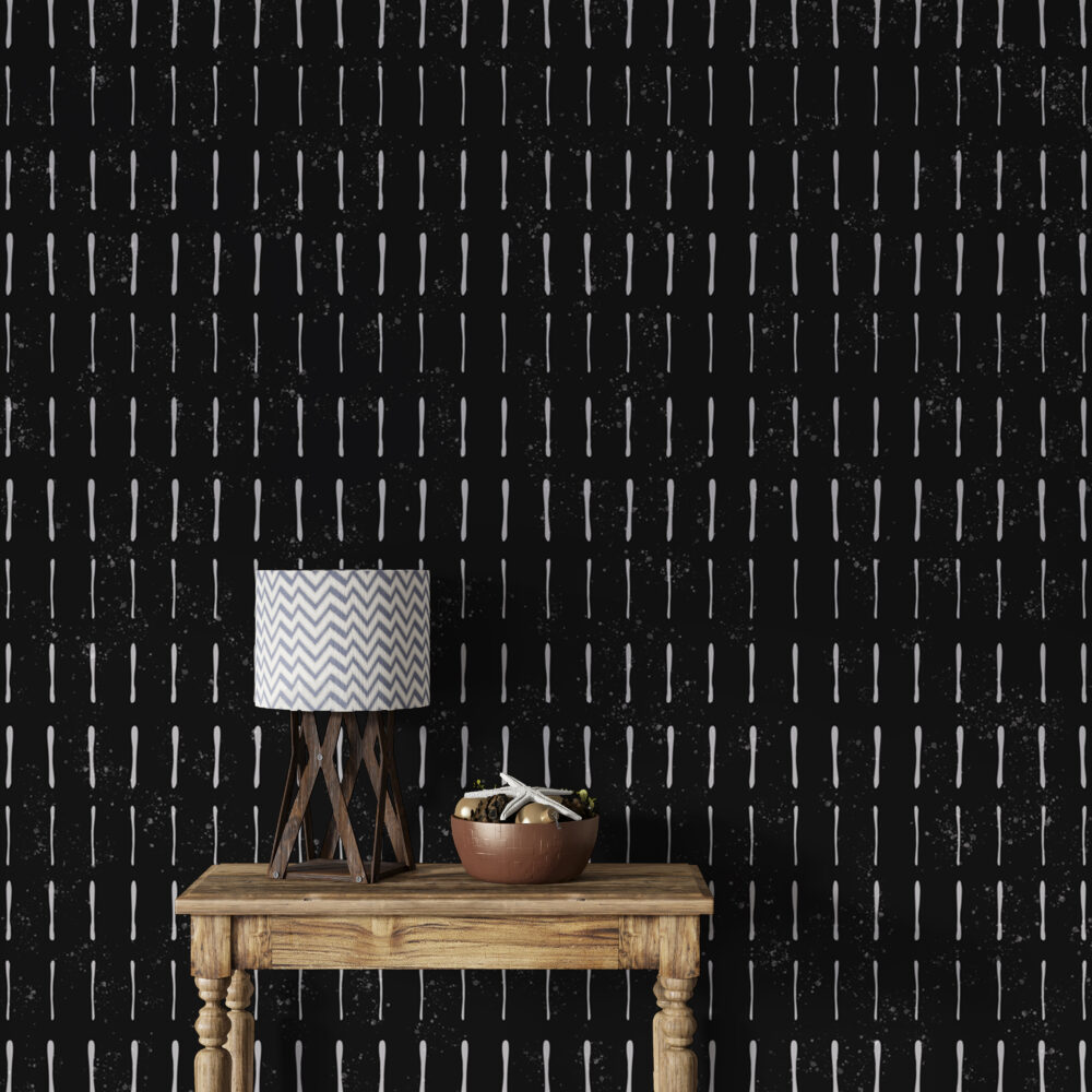 Black Dash Line Wallpaper : White Stroke Pattern Mural - View 5
