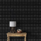 Black Dash Line Wallpaper : White Stroke Pattern Mural - View 5