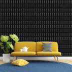 Black Dash Line Wallpaper : White Stroke Pattern Mural - View 6