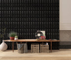 Black Dash Line Wallpaper : White Stroke Pattern Mural - View 3