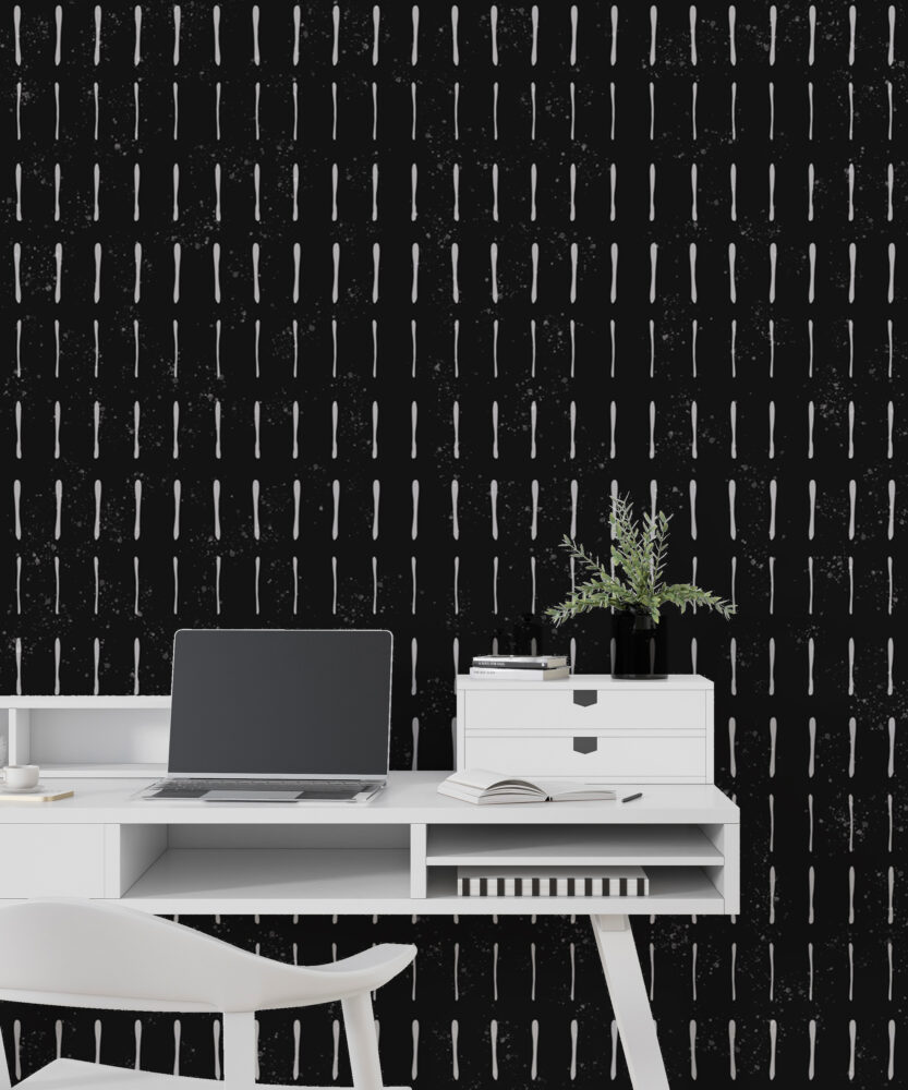 Black Dash Line Wallpaper : White Stroke Pattern Mural