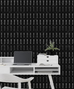 Black Dash Line Wallpaper : White Stroke Pattern Mural