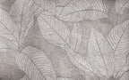 Line Leaf Plaster Wallpaper : Grey Concrete Botanical Mural - View 2