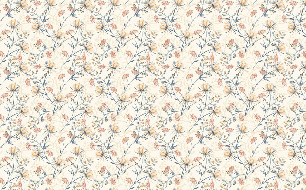 Wildflower Sprig Wallpaper : Cream Meadow Floral Mural - View 2