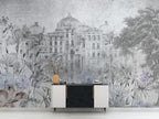 Faded Palace Garden Wallpaper : Grey Vintage Architecture Mural - View 3