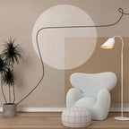 Beige Mid Century Shapes Wallpaper : Neutral Circle Line Mural - View 6