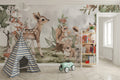 Woodland Babies Wallpaper : Watercolor Deer And Squirrel Mural