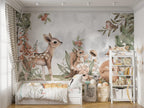 Woodland Babies Wallpaper : Watercolor Deer And Squirrel Mural - View 4