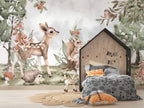 Woodland Babies Wallpaper : Watercolor Deer And Squirrel Mural - View 5