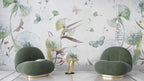 Green Dandelion Wallpaper : Watercolor Butterfly Seeds Mural - View 5