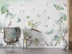 Green Dandelion Wallpaper : Watercolor Butterfly Seeds Mural - View 6