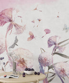 Pink Dandelion Wallpaper : Watercolor Floating Seeds Mural - View 3