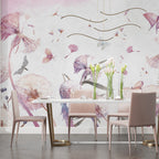 Pink Dandelion Wallpaper : Watercolor Floating Seeds Mural - View 4