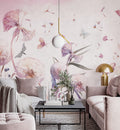 Pink Dandelion Wallpaper : Watercolor Floating Seeds Mural