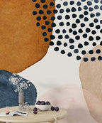 Boho Dot Abstract Wallpaper : Rust And Navy Shapes Mural - View 4