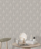Grey Arch Line Wallpaper : Geometric Rainbow Arches Pattern - View 6