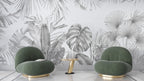 Black And White Monstera Wallpaper : Grey Tropical Leaf Mural - View 3