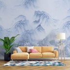 Blue Misty Mountains Wallpaper : Ink Wash Landscape Mural - View 4