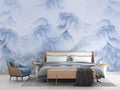 Blue Misty Mountains Wallpaper : Ink Wash Landscape Mural