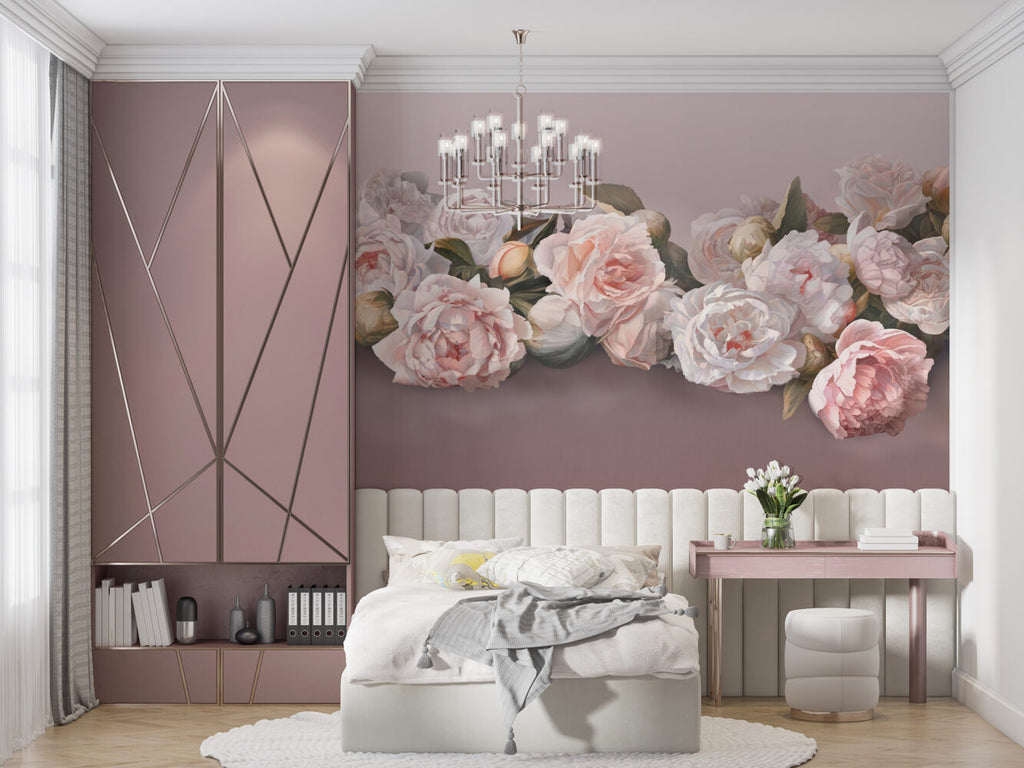 Blush Rose Wallpaper : 3D Soft Roses And Calla Lilies Mural - View 6