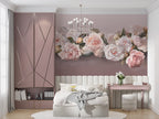 Blush Rose Wallpaper : 3D Soft Roses And Calla Lilies Mural - View 6