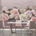 Blush Rose Wallpaper : 3D Soft Roses And Calla Lilies Mural