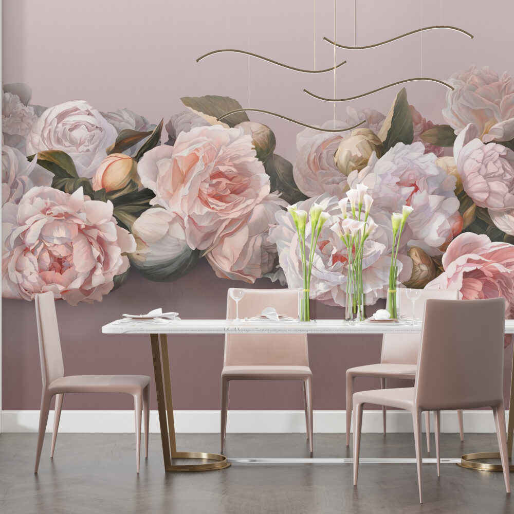 Blush Rose Wallpaper : 3D Soft Roses And Calla Lilies Mural