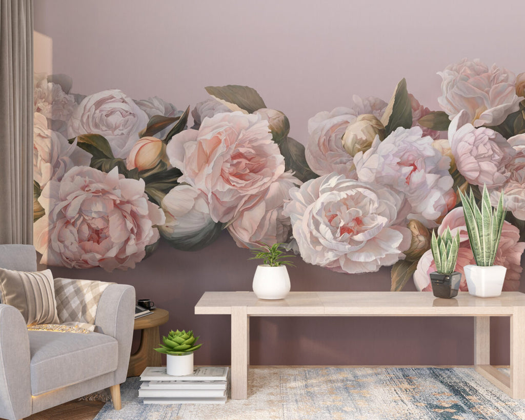 Blush Rose Wallpaper : 3D Soft Roses And Calla Lilies Mural - View 3