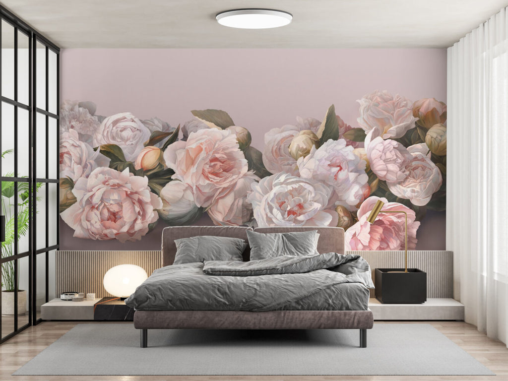 Blush Rose Wallpaper : 3D Soft Roses And Calla Lilies Mural - View 4