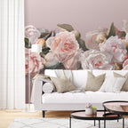 Blush Rose Wallpaper : 3D Soft Roses And Calla Lilies Mural - View 5