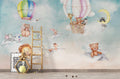 Paper Plane Animals Wallpaper : Watercolor Hot Air Balloon Nursery Mural