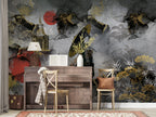 Geisha Chinoiserie Wallpaper : Marble Pagoda And Parasol Mural - View 3