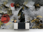 Geisha Chinoiserie Wallpaper : Marble Pagoda And Parasol Mural - View 5