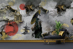Geisha Chinoiserie Wallpaper : Marble Pagoda And Parasol Mural - View 6