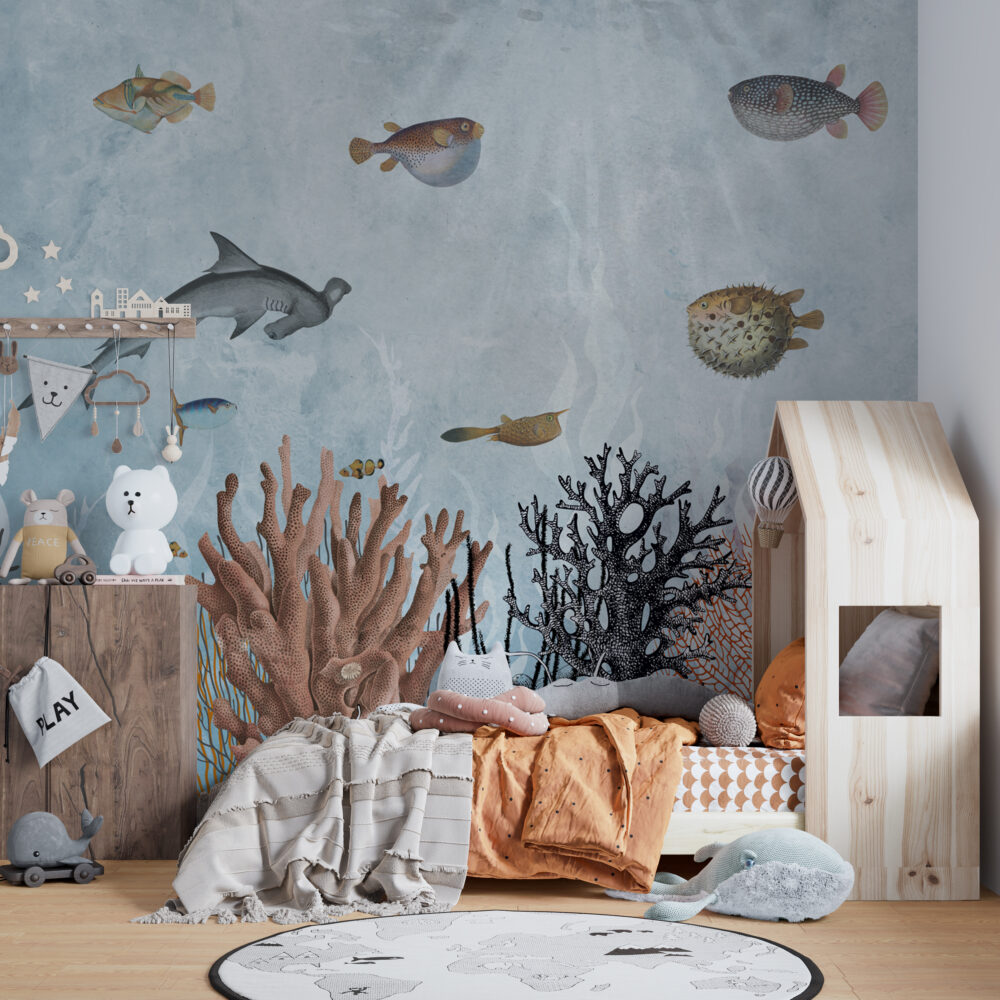 Underwater Coral Wallpaper : Fish And Sea Plants Mural