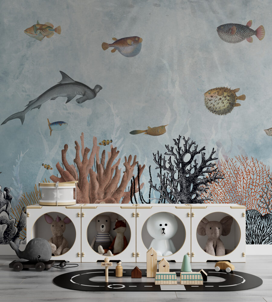Underwater Coral Wallpaper : Fish And Sea Plants Mural - View 5